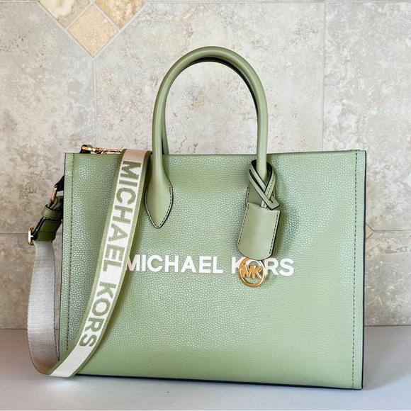 Michael Kors Mirella Medium East West Tote Satchel Shoulder Bag Light Sage - Picture 3 of 14
